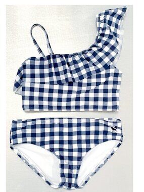 Abercrombie Kids Gingham Check One Shoulder Ruffle Bikini 2-Piece Swimsuit 13/14